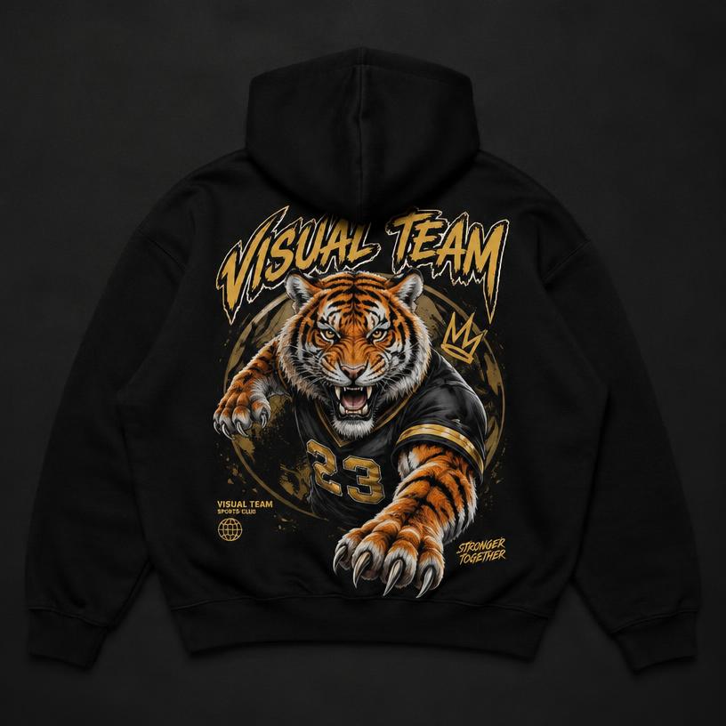 Zwarte hoodie met grote DTF-rugbedrukking