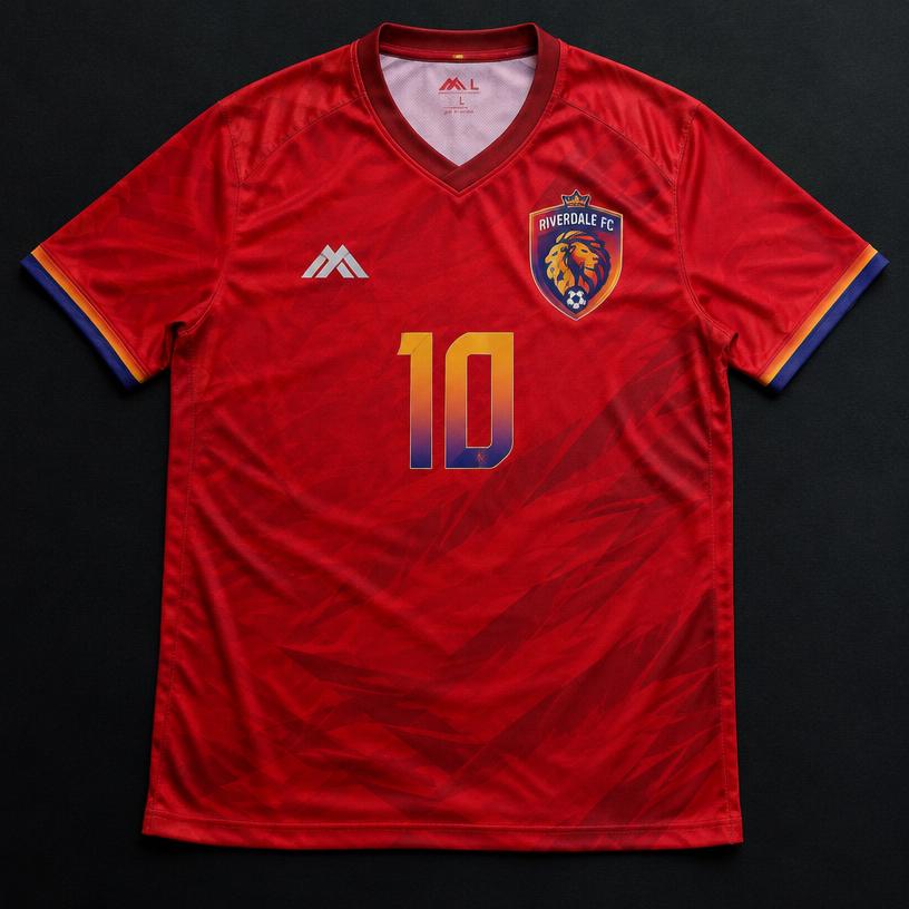 Rood sportshirt met clublogo en rugnummer